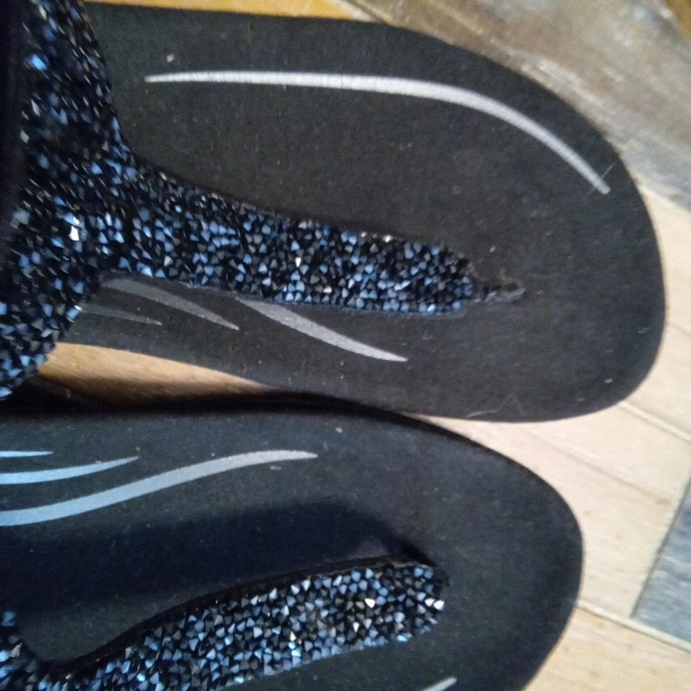 Aetrex Jade Sparkle Women's Black Thong Sandals Size 10 - Picture 10 of 16